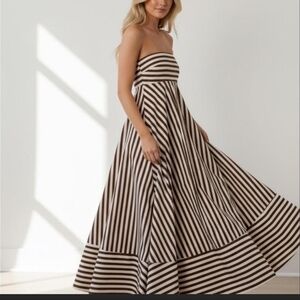 Petal & Pup Monochrome Strapless Maxi Dress